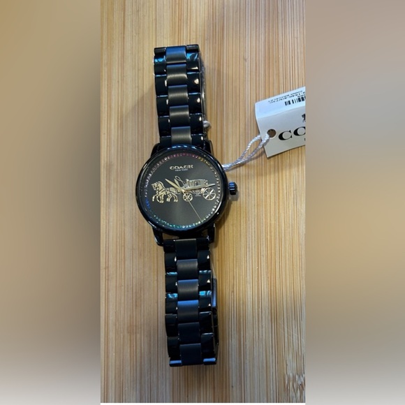 Coach Grand Watch 36mm Black Face With Golden Carriage & MultiColored Cr… - Picture 5 of 8